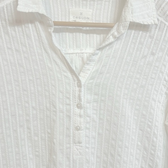 Caslon Relaxed Cotton Gauze Button-Up Shirt White Size Small - Picture 4 of 8